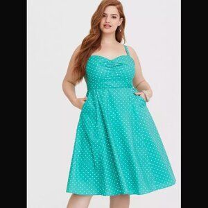 Torrid Polka Dot Retro Chic Mint Green Dress Size 30 6x NWT Flare